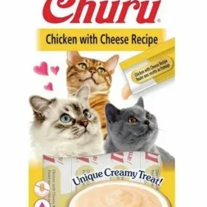 CHURU Puree, krema, piletina s aromom sira, poslastica za mačke, 4x14g