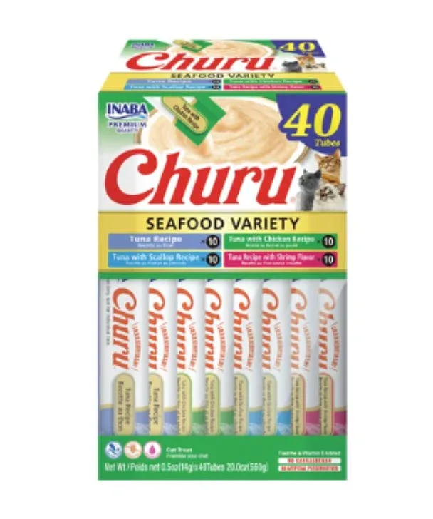CHURU Puree, krema, tunjevina mix, multipack, poslastica za mačke, 40x14g