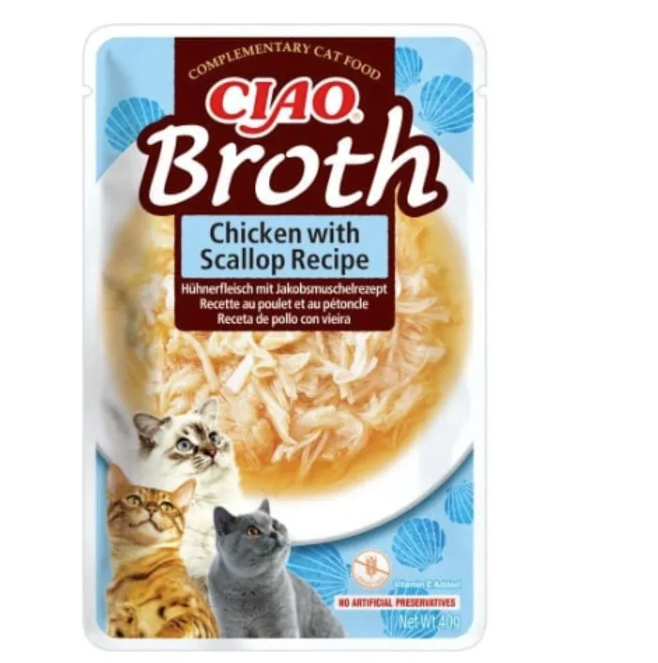 CIAO Broth, Juha piletina s aromom Jakobove kapice, 40g