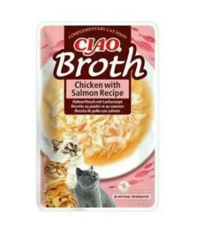 CIAO Broth, Juha piletina s aromom lososa, 40g