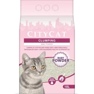CITYCAT Clumping Baby Powder, grudajući mineralni pijesak za mačke, mirisni, 10l