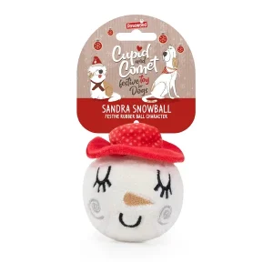 CUPID&COMET Igračka za pse Blagdanska loptica Snowball, guma, 6,5x10cm