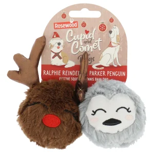CUPID&COMET Igračka za pse, Ralphie Reindeer & Parker Penguin, plišana