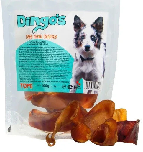 DINGO's Pig Ear Bites, mini svinjske uši, 100g