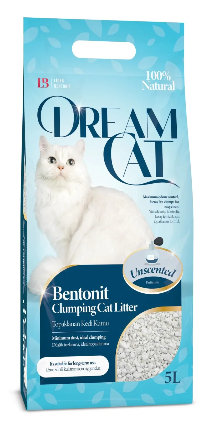 DREAM CAT Unscented, grudajući mineralni pijesak za mačke, bezmirisni