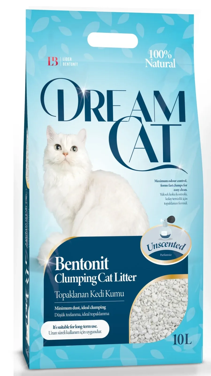 DREAM CAT Unscented, grudajući mineralni pijesak za mačke, bezmirisni - Image 2