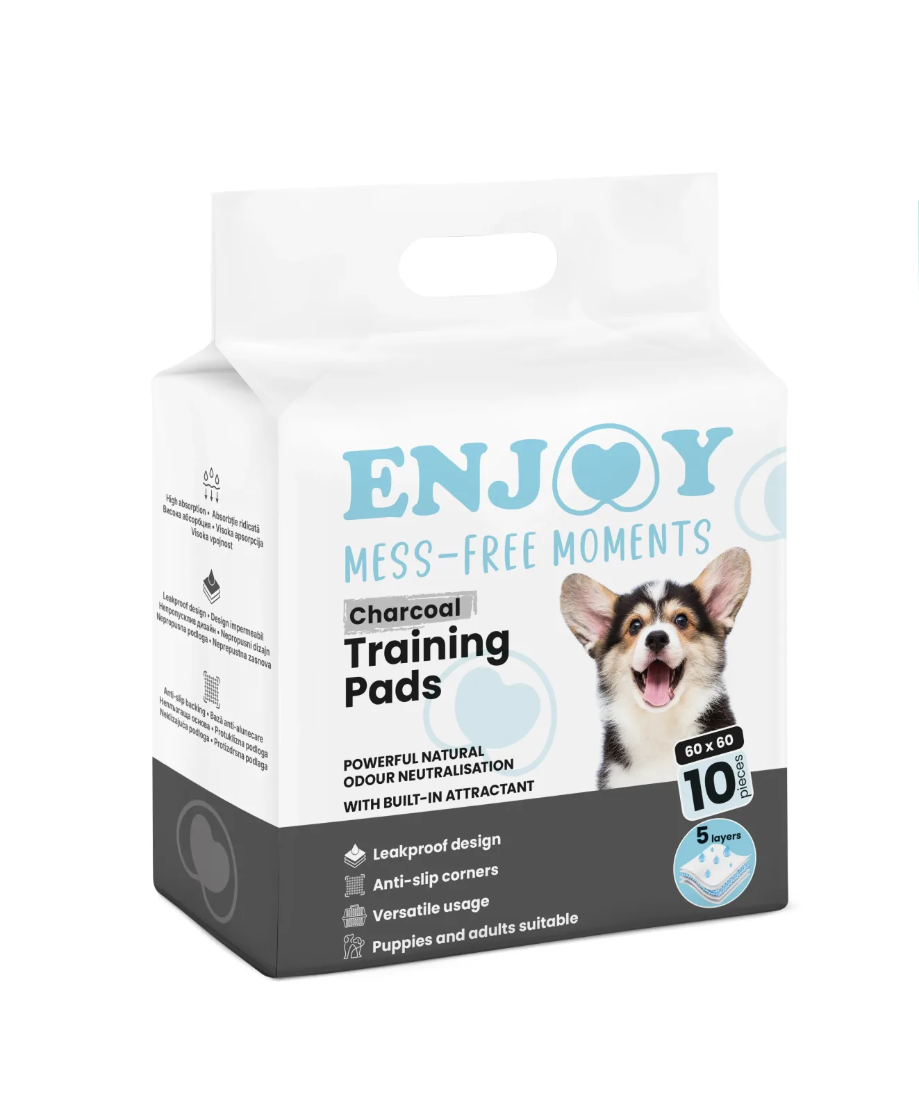 ENJOY Puppy Pads, upijajuće higijenske prostirke s aktivnim ugljenom, 10kom - Image 2