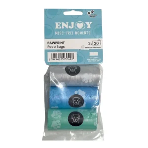 ENJOY Vrećice za izmet PawPrint, 3 role x 20 vrećica, razne boje