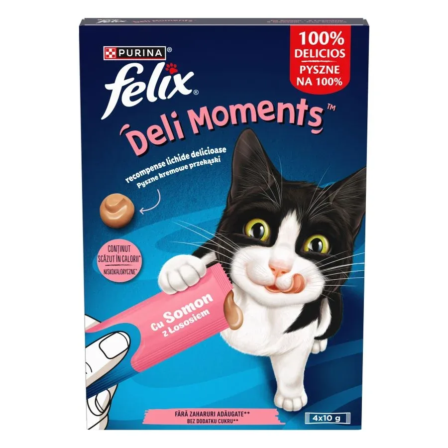 FELIX Deli Moments, s lososom, kremasta poslastica za mačke 4x10g