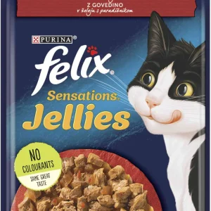 FELIX Sensations Jellies, s govedinom u želeu, s rajčicom, 85g