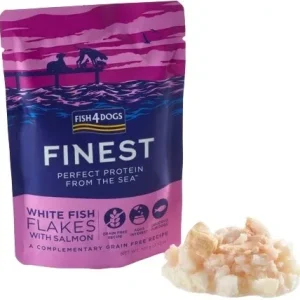 FISH4DOGS Finest Flakes, fileti bijele ribe s lososom, bez žitarica, 100g