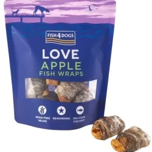 FISH4DOGS Love Apple Fish Wrap, jabuka i riblja koža, poslastica za pse, 90g