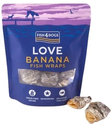 FISH4DOGS Love Banana Fish Wrap, banana i riblja koža, poslastica za pse, 100g - Image 2