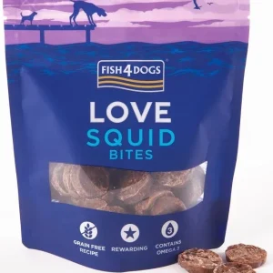 FISH4DOGS Love Squid Bites, lignja, hrskava poslastica za pse, 80g