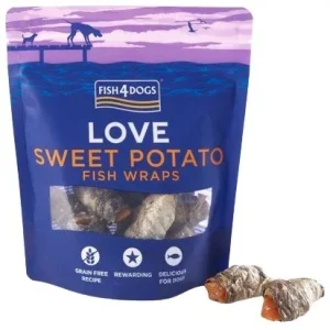 FISH4DOGS Love Sweet potato Wrap, batat s ribljom kožom, 100g