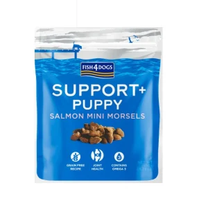 FISH4DOGS SUPPORT+ PUPPY, losos, hrskava poslastica za štence, 150g
