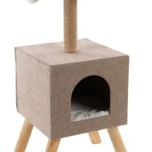 FLAMINGO Grebalica Scandi s kućicom i jastukom, 77x35x35cm, bež