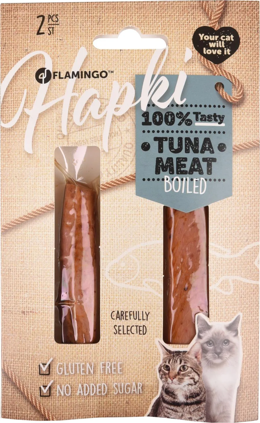 FLAMINGO Hapki, poslastica za mačke, kuhana tuna, 2 kom, 35g - Image 2
