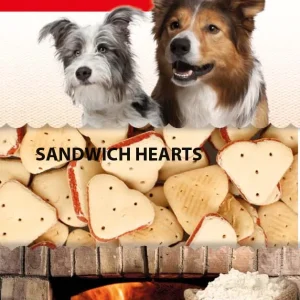 FLAMINGO Hrskavi biskviti za pse Sandwich Hearts, 500g