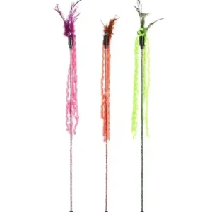 FLAMINGO Igračka za mačke Mahalica Glitty, sa zvoncem, vrpcama i perjem, 40cm