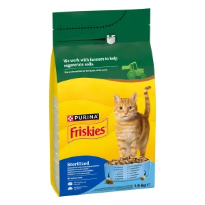 FRISKIES Sterilized, ukusna kombinacija lososa i tune, s povrćem, 1,5kg