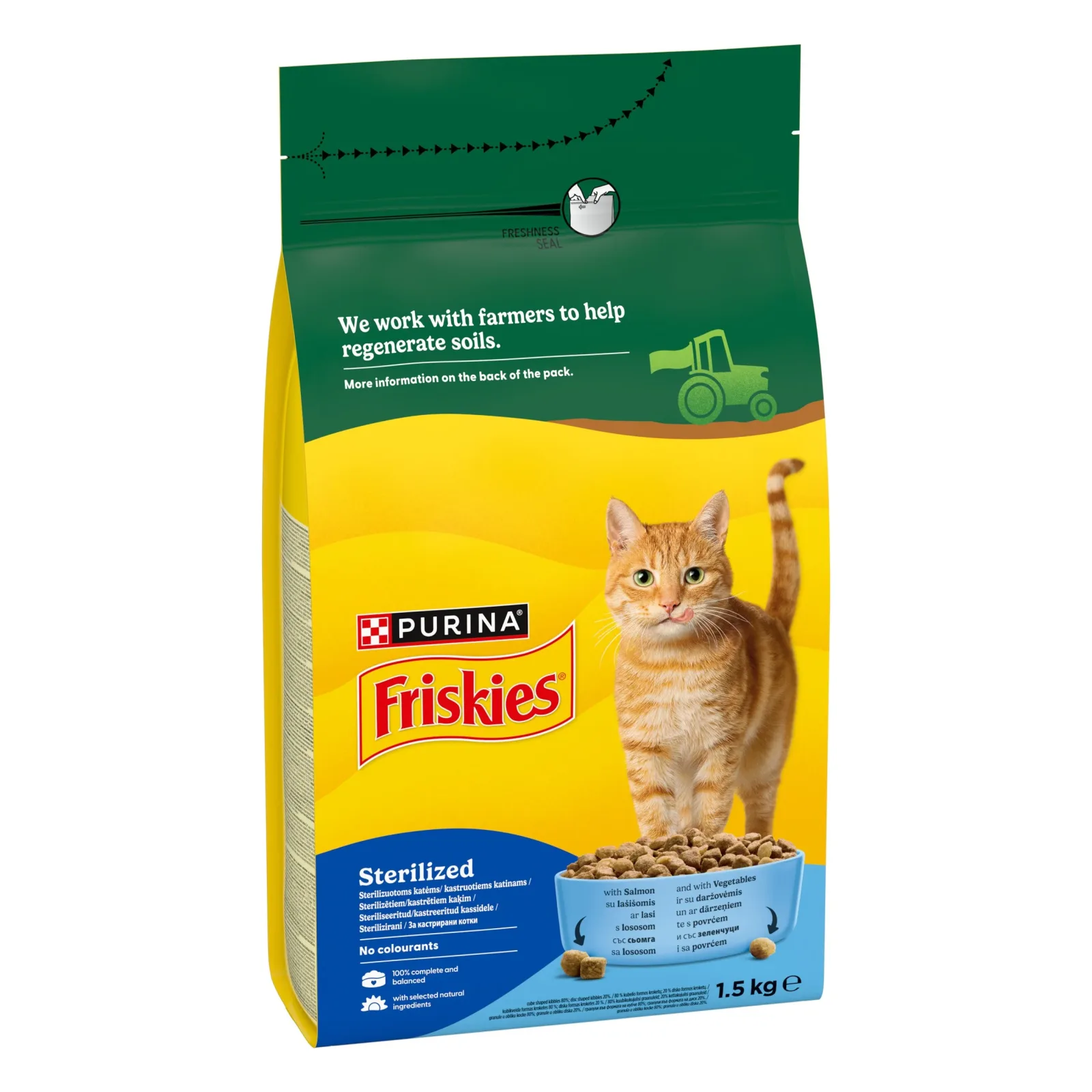 FRISKIES Sterilized, ukusna kombinacija lososa i tune, s povrćem, 1,5kg