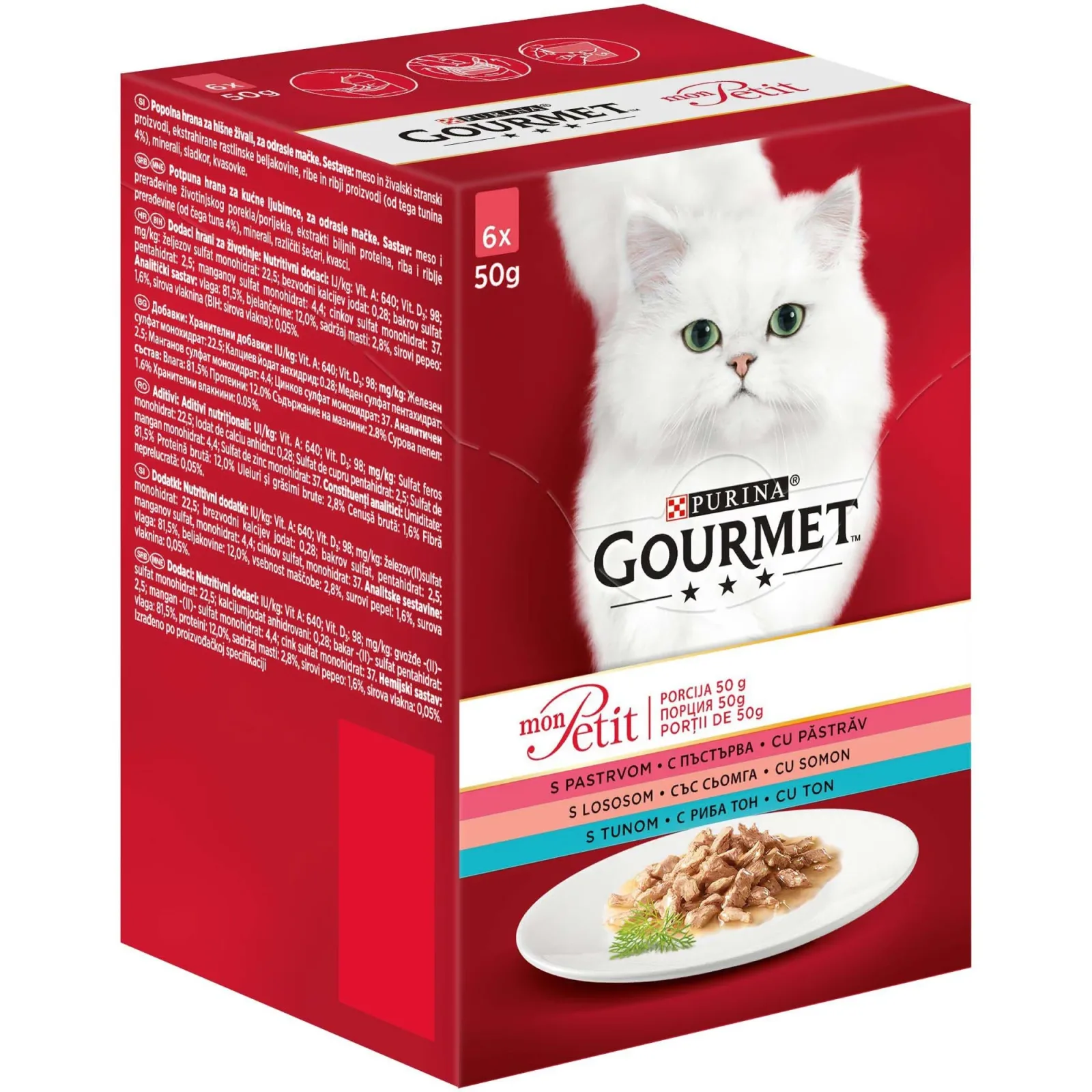 GOURMET Mon Petit vrećice s pastrvom, lososom i tunom u umaku, 6x50g