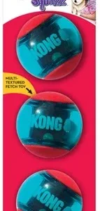 KONG Igračka za pse Squezz Action Ball Red Medium, zvučna, 3kom 6,35x6,35x6,35cm