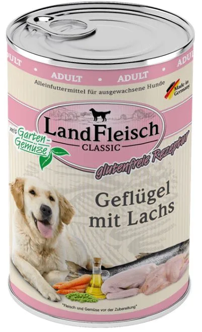 LANDFLEISCH CLASSIC s peradi i fileom lososa, 400g