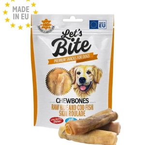 LET's Bite Chewbones, poslastica za pse, rolice kože bakalara, 135g