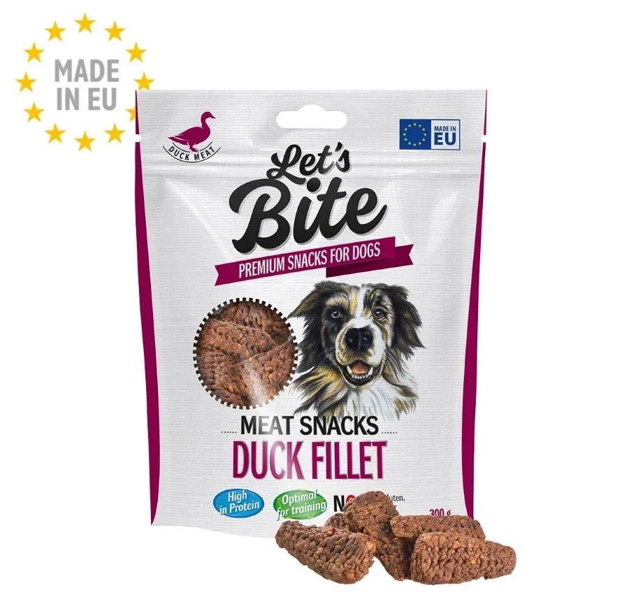 LET's Bite Meat Snacks, poslastica za pse, fileti pačetine, 80g