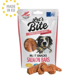 LET's Bite Meat Snacks, poslastica za pse, pločice lososa, 80g