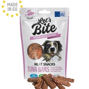LET's Bite Meat Snacks, poslastica za pse, pločice tunjevine, 80g
