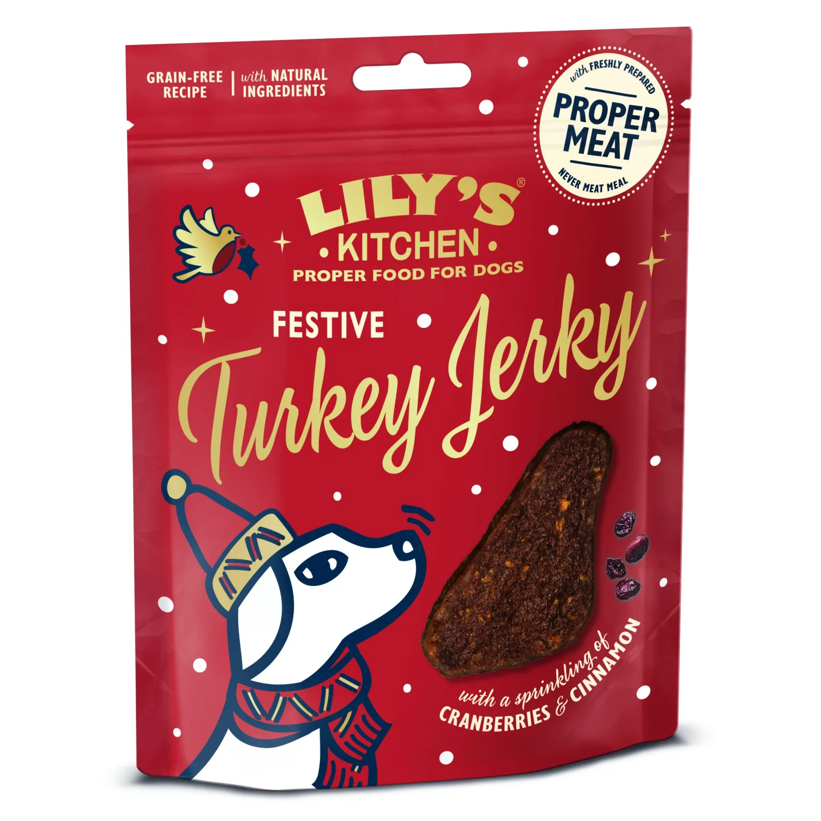 LILY'S KITCHEN Christmas Turkey Jerky, poslastice za pse, puretina, 70g