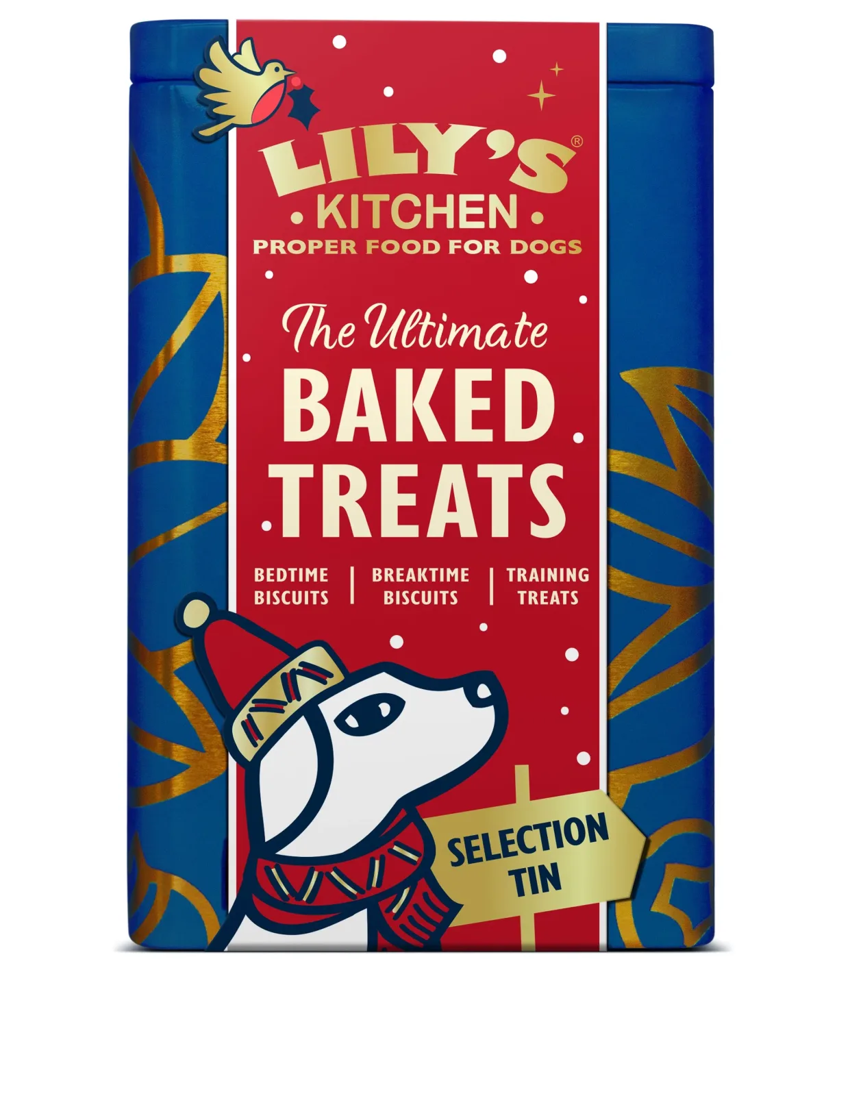 LILY'S KITCHEN Festive Baked Treats Tin, 3 vrste poslastica, s žitaricama, 300g