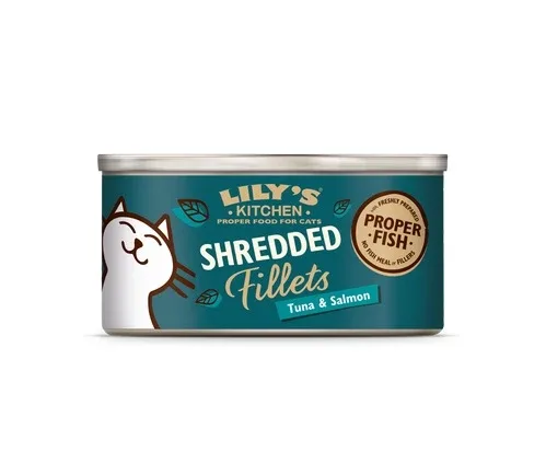 LILY'S KITCHEN Shredded, fileti tunjevine s lososom u umaku, 70g