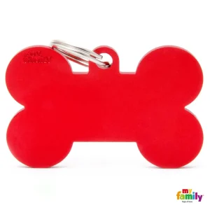 MYFAMILY Basic Pločica za graviranje Kost XL, aluminij, 4,8x3,15cm, crvena