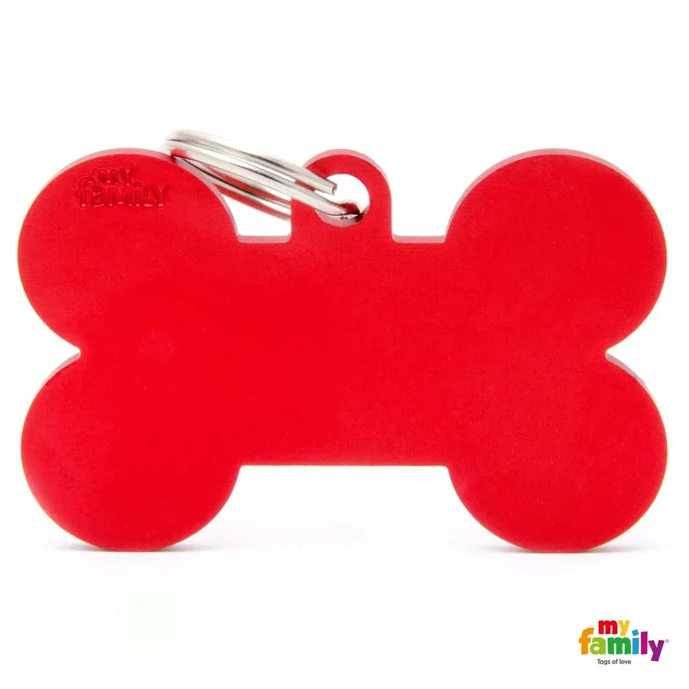 MYFAMILY Basic Pločica za graviranje Kost XL, aluminij, 4,8x3,15cm, crvena