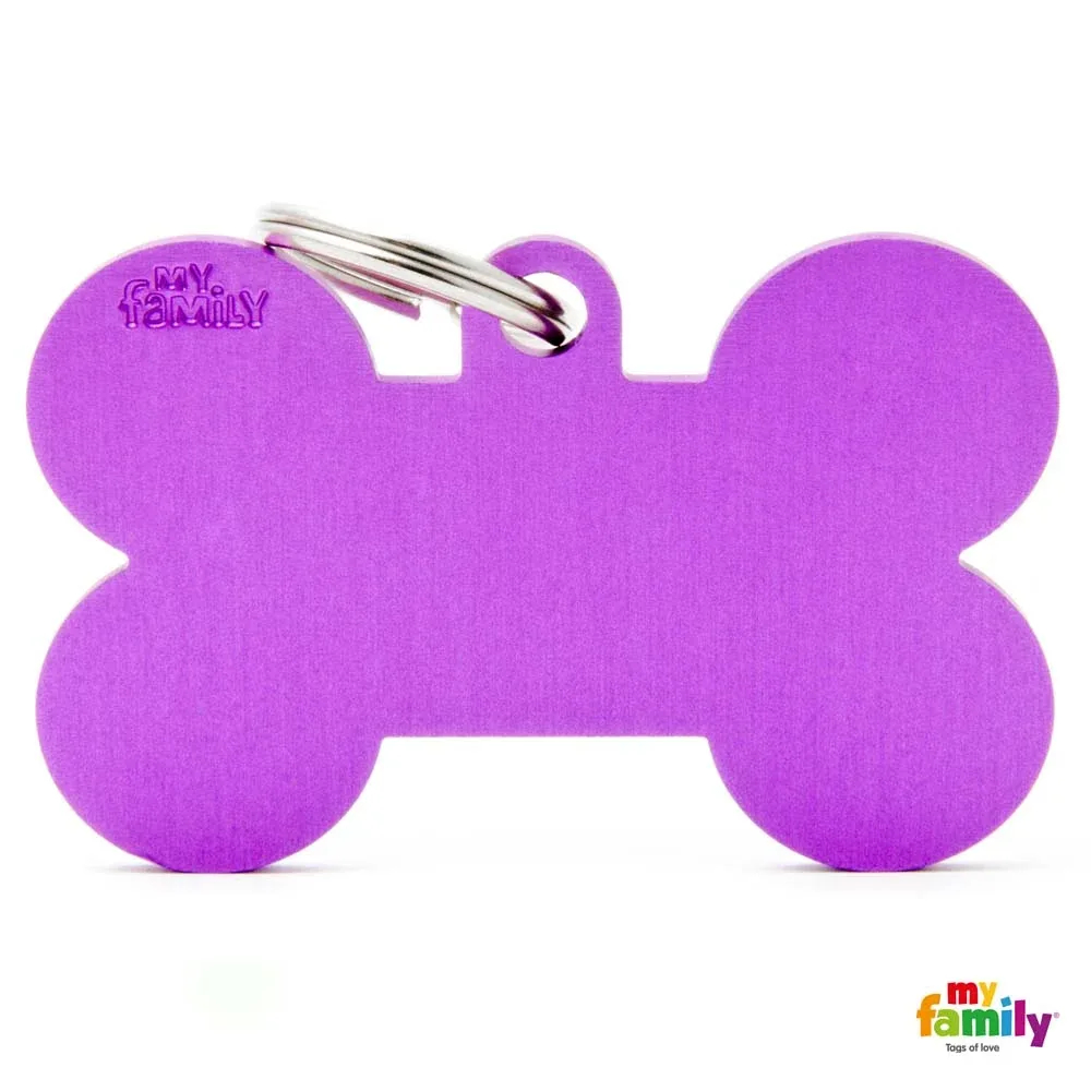 MYFAMILY Basic Pločica za graviranje Kost XL, aluminij, 4,8x3,15cm, ljubičasta
