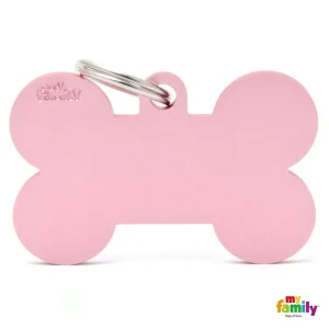 MYFAMILY Basic Pločica za graviranje Kost XL, aluminij, 4,8x3,15cm, roza