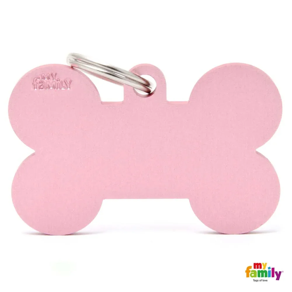 MYFAMILY Basic Pločica za graviranje Kost XL, aluminij, 4,8x3,15cm, roza