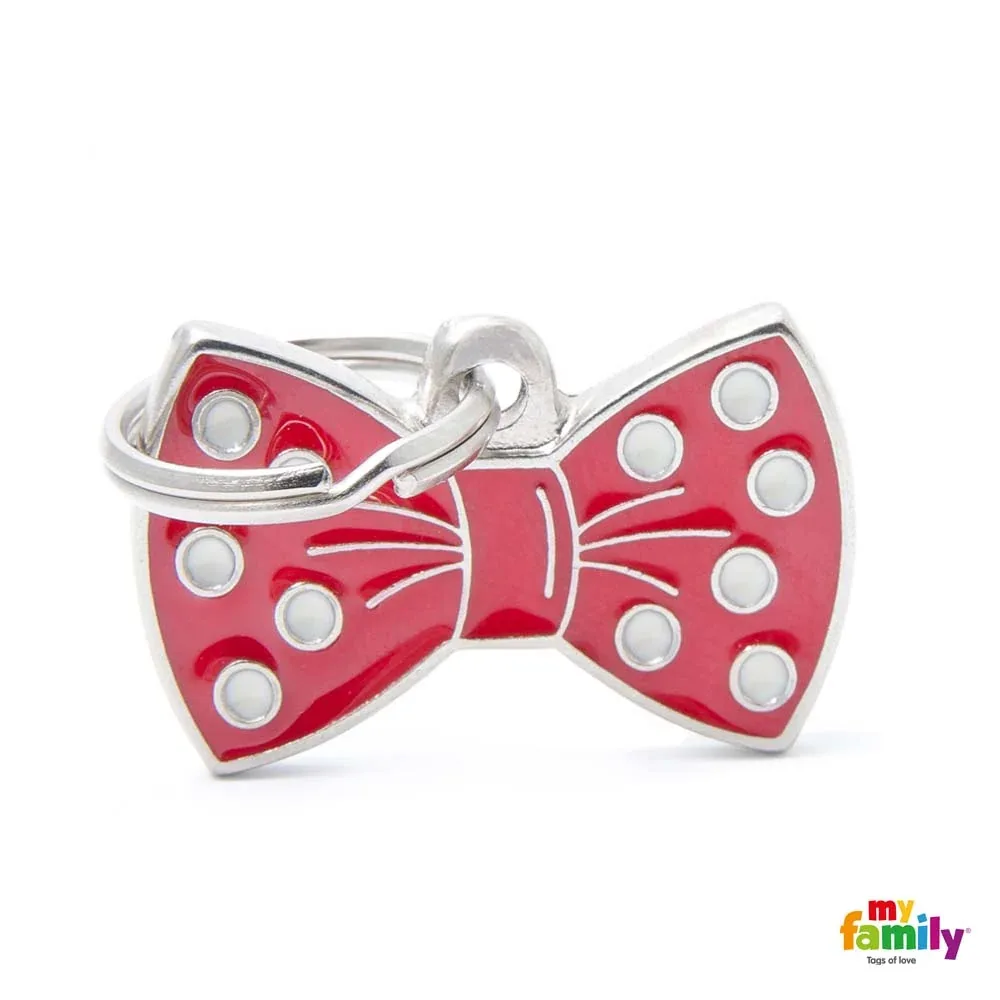 MYFAMILY Charms Pločica za graviranje Crvena mašna 3x1,9cm
