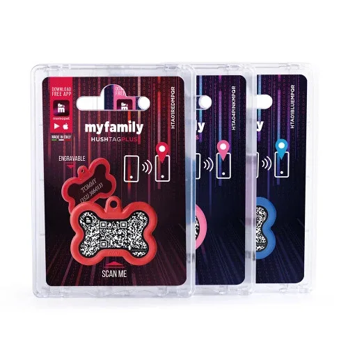 MYFAMILY Hushtag Plus QR CODE Pločica za graviranje Kost, aluminij, crvena guma - Image 2