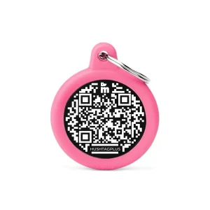 MYFAMILY Hushtag Plus QR CODE Pločica za graviranje Krug, aluminij, roza guma