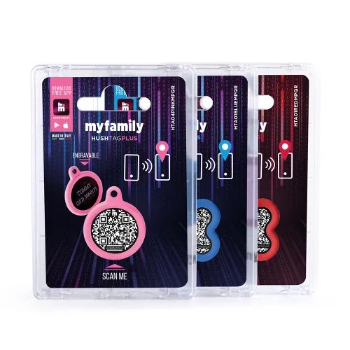 MYFAMILY Hushtag Plus QR CODE Pločica za graviranje Krug, aluminij, roza guma - Image 2