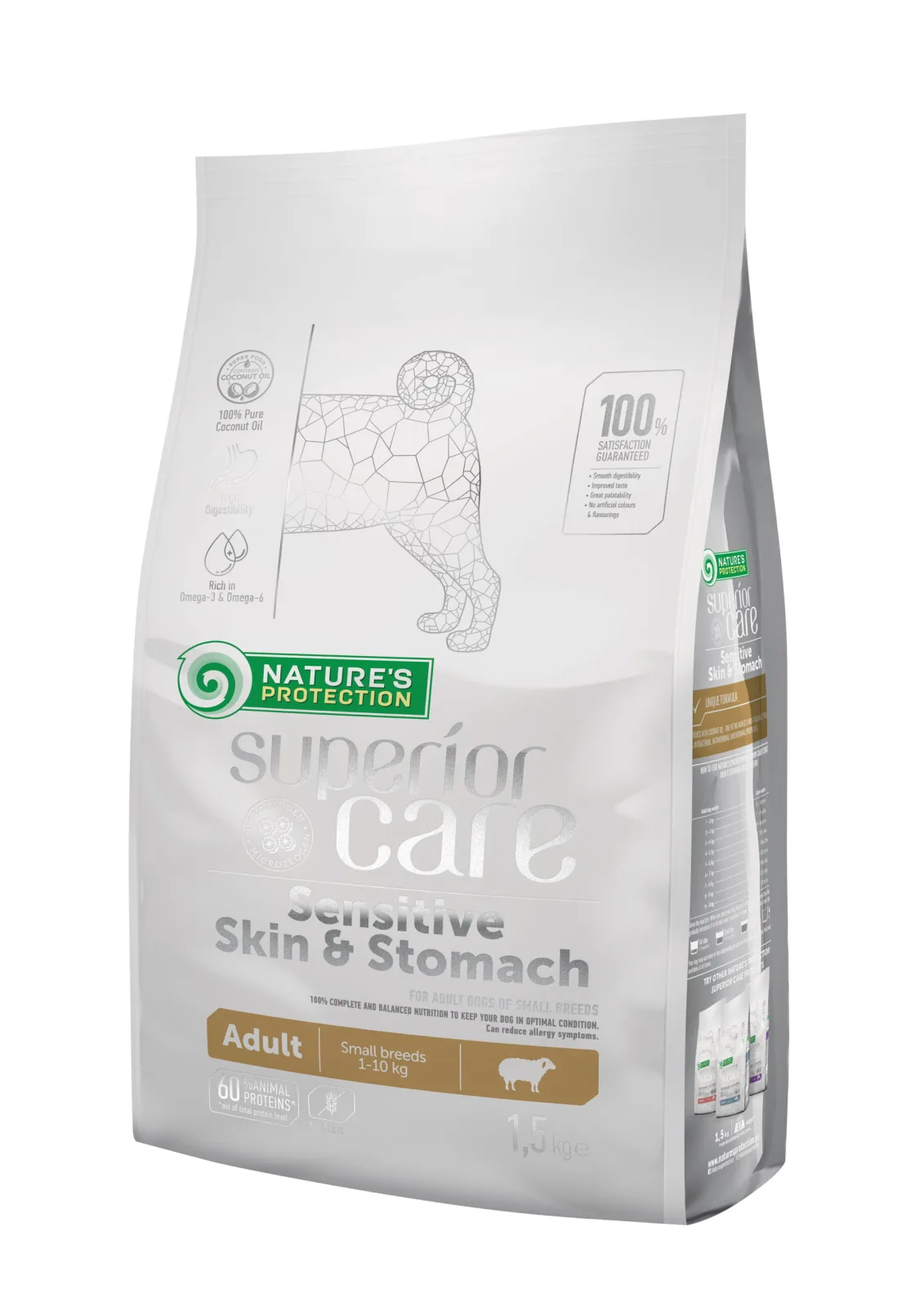NATURE’S PROTECTION Superior Care sensitive Skin & Stomach Adult – janjetina, 1,5 kg