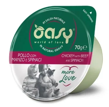 OASY More Love, posudica za mačke, piletina s govedinom i špinatom u umaku, 70g