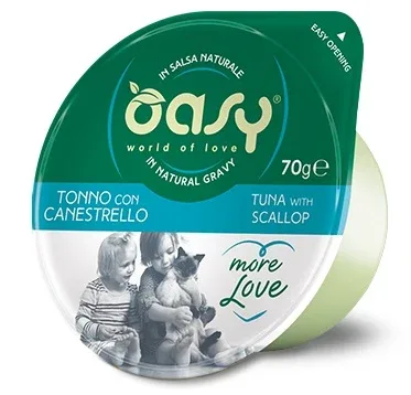OASY More Love, posudica za mačke, tunjevina s Jakobovim kapicama u umaku, 70g