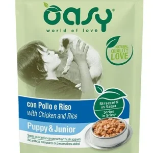 OASY Vrećica PUPPY/JUNIOR, trakice s piletinom i rižom u umaku, 100g