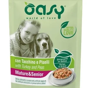 OASY Vrećica za pse SENIOR, trakice s puretinom i graškom u umaku, 100g